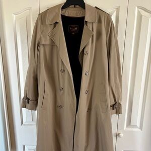 Vintage Mens Trench Coat Wool Zip out lining Double Breasted Beige Sz 42 Long